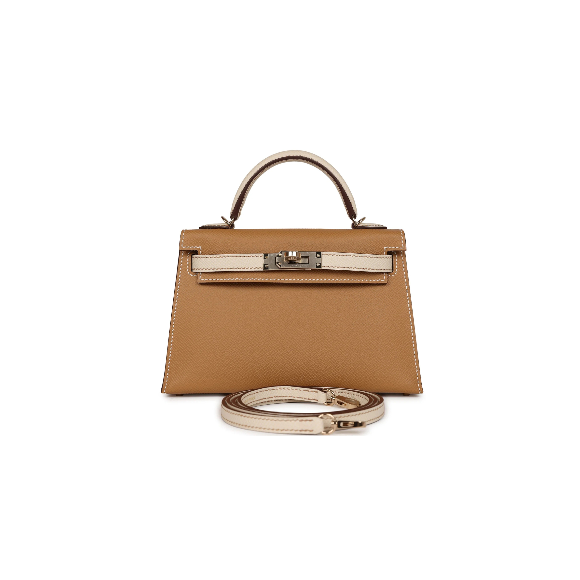 HERMÈS MINI KELLY II EPSOM BISCUIT AND CRAIE EPSOM PERMABRASS (19*12*5.5cm) 